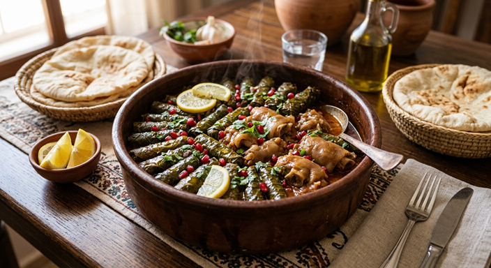 طاجن ورق عنب بالكوارع