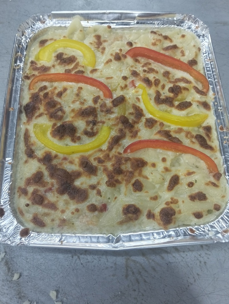 مكرونه وايت صوص بالجمبري صغير